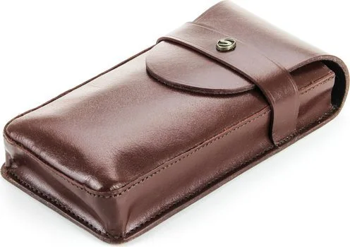Buffalo Leather Cigar Case for 3 Cigars Brown