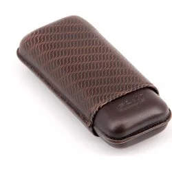 Brown Alligator Pattern Leather Cigar Carry Case for 3 Cigars