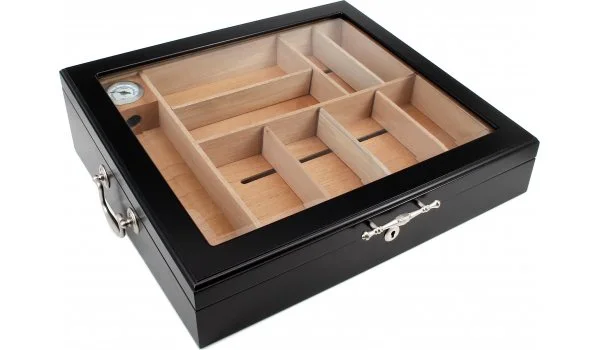 Black Humidor with Glass Lid