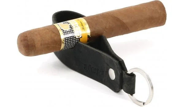 adorini Cigar & Pipe Rest Leather Keychain Black
