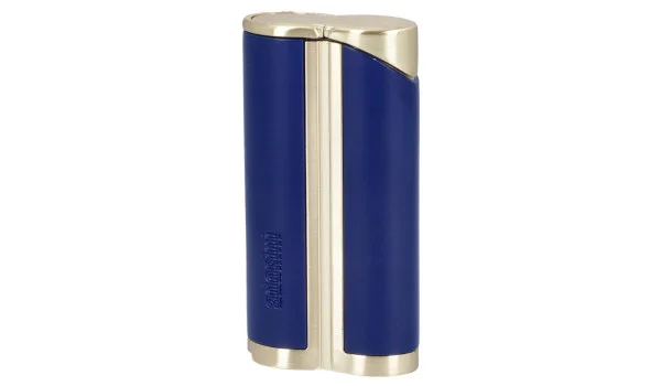 adorini Single Jet Curve Lighter Blue / Yellow Gold incl. Cigar Punch