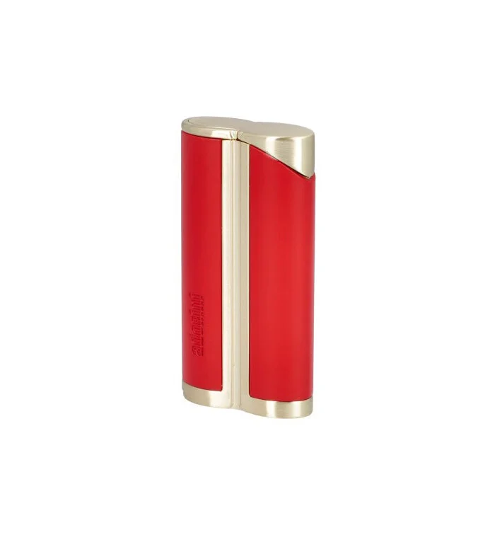 adorini Single Jet Curve Lighter Red / Satin gold incl. Cigar Punch
