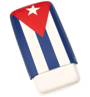 Cigar Case Cuban Flag for 3 Cigars
