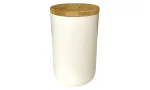 White porcelain cigar jar with wooden top