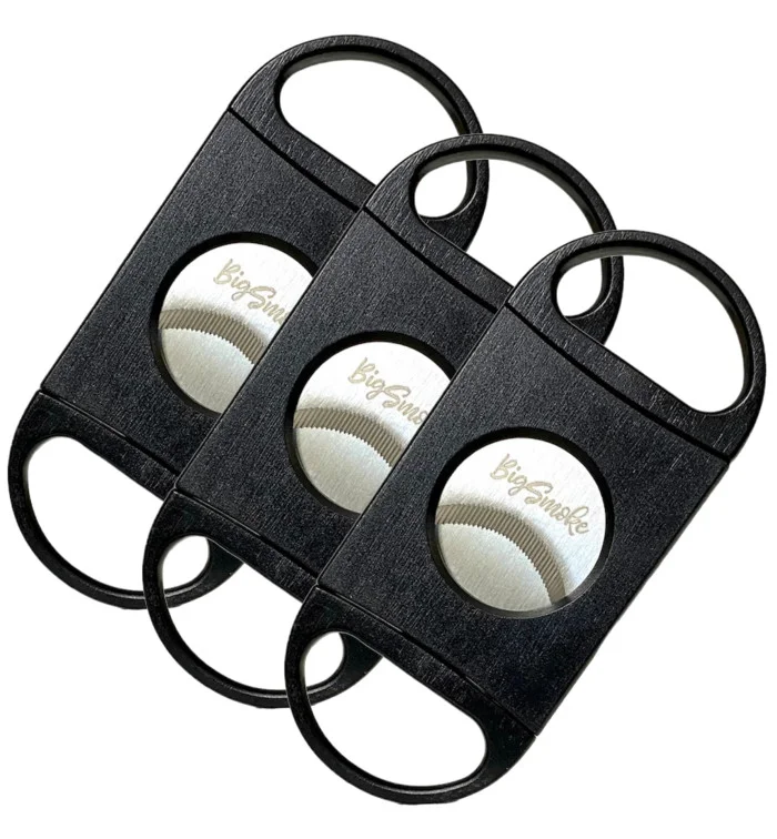 BigSmoke Cigar Cutter, black, serrated blades, Pack of 3