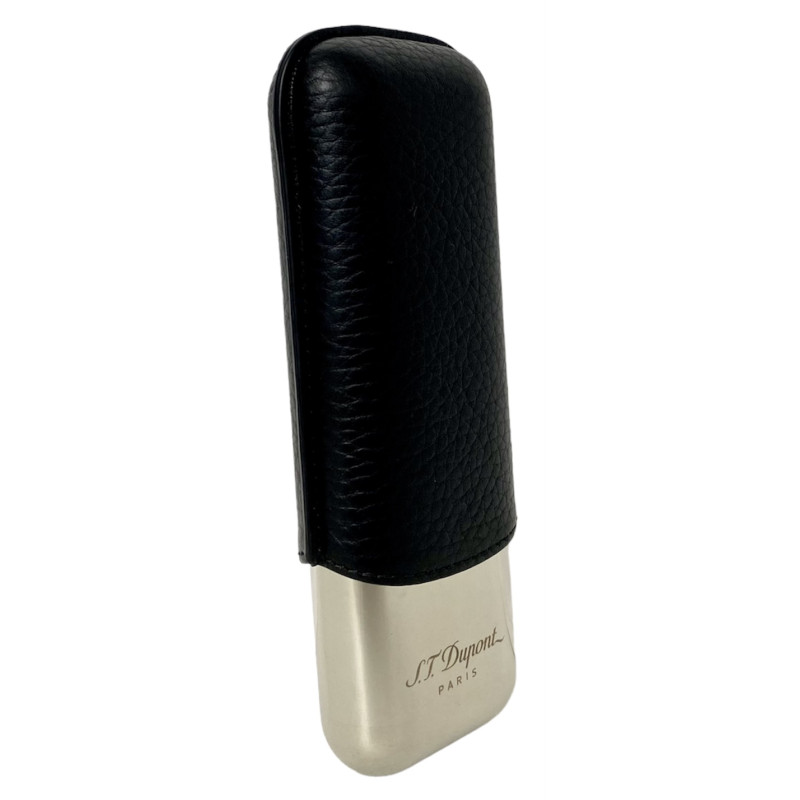 S.T. Dupont Cigar Case for 2 Cigars black/chrome 183260