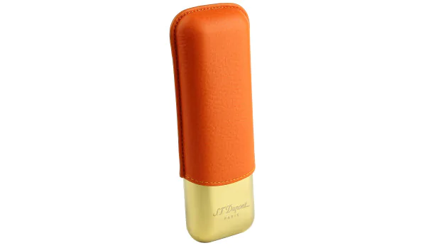 S.T. Dupont Cigar Case for 2 Cigars Orange/Golden 183256