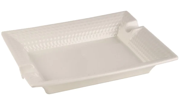 Cigar ashtray ceramic white honeycomb design