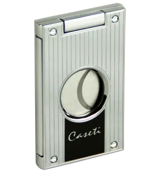 Caseti Cigar Cutter chrome and black lined