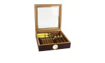 BigSmoke Humidor Set brown with glas lid photo 3