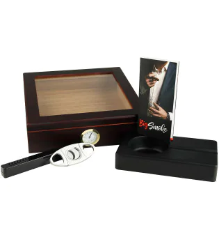 BigSmoke Humidor Set brown with glas lid photo 7