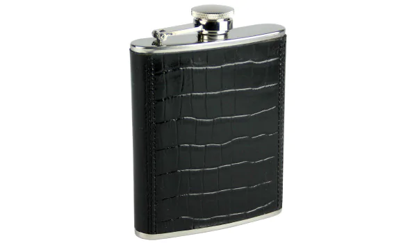 Flask Leather black Croco