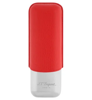 S.T. Dupont Cigar Case for 2 Cigars Red Chrome 183268