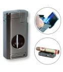 adorini Triple Jet Lighter V-Cut Gun Metal