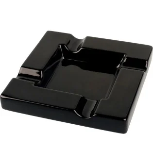Cigar ashtray ceramic black with 4 cigar rests