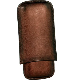 Angelo cigar case 3 dark brown leather