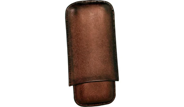 Angelo cigar case 3 dark brown leather