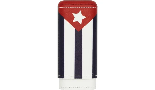 adorini cigar case real leather 2-3 cigars cuban flag