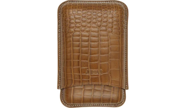 Jemar Leather Triple Cigar Case Coco Camel 464/3