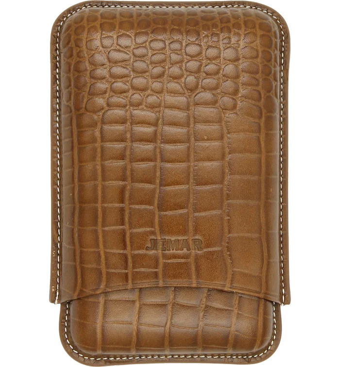 Jemar Leather Triple Cigar Case Coco Camel 464/3