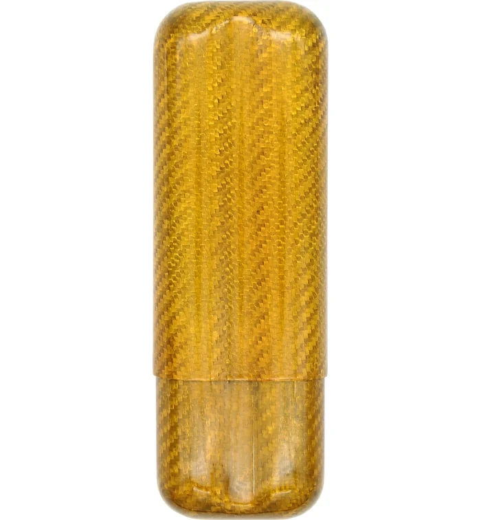 Carbon Fiber Cigar Case gold for 2 Cigars with 57 Ring Gauge photo 2