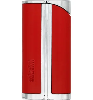 adorini Single Jet Curve Lighter Red / Satin Silver incl. Cigar Punch