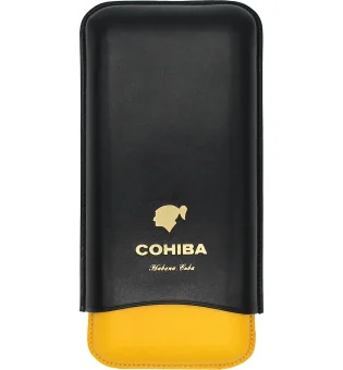 Cohiba Cigar Case Leather black, yellow and white