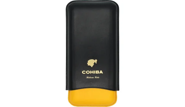 Cohiba Cigar Case Leather Black, Yellow and White
