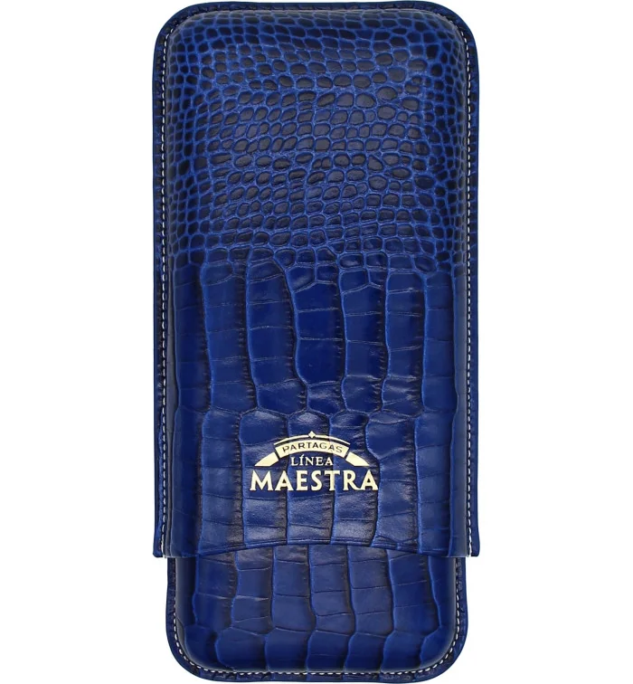 Partagas Linea Maestra Cigar Case Leather Blue 3 pcs.