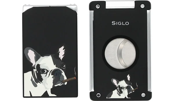 Siglo Dog Lighter and Cutter Set Black