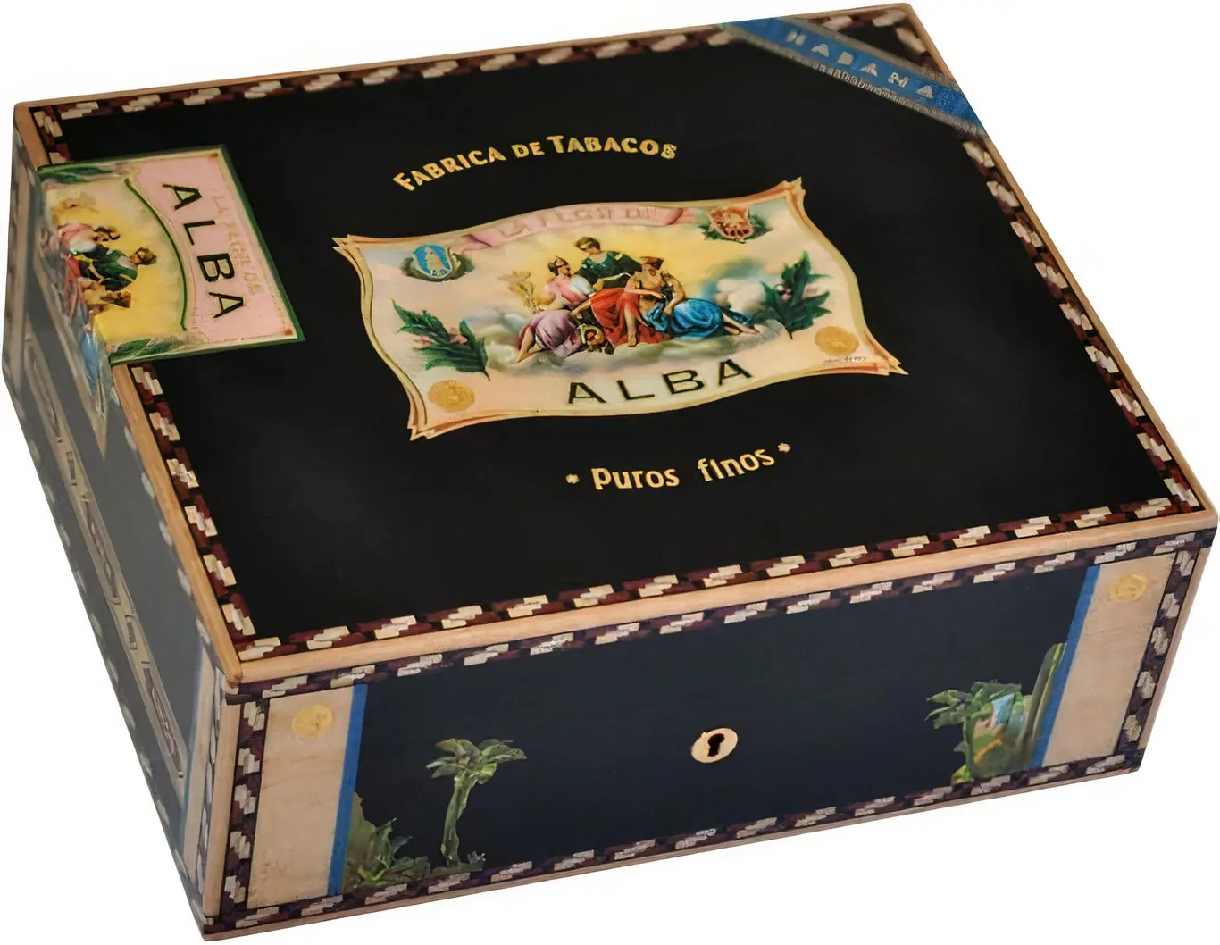 Elie Bleu Alba Humidor Black Sycamore Small Free UK Shipping